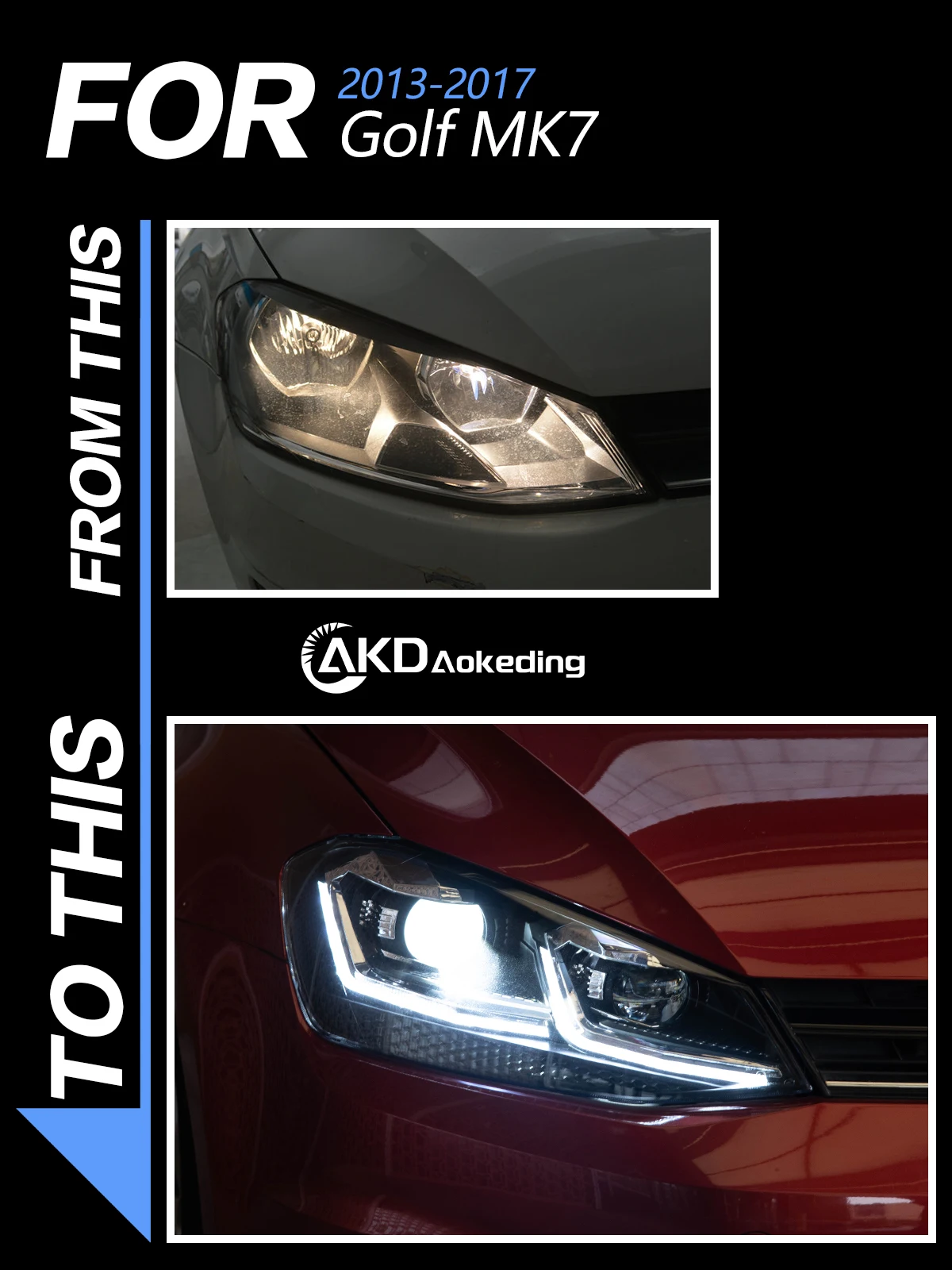 AKD Auto Styling voor VW Golf 7 LED Koplamp 2013-2017 MK7 Koplampen DRL Koplamp Dynamische Signaal lens Automotive Accessoires - afbeelding 2