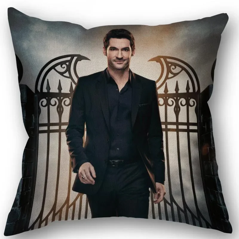 New Custom Lucifer Pillowcase Cotton Linen Fabric Square Zipper Pillowcase 45X45cm Wedding Decorative Pillow cover