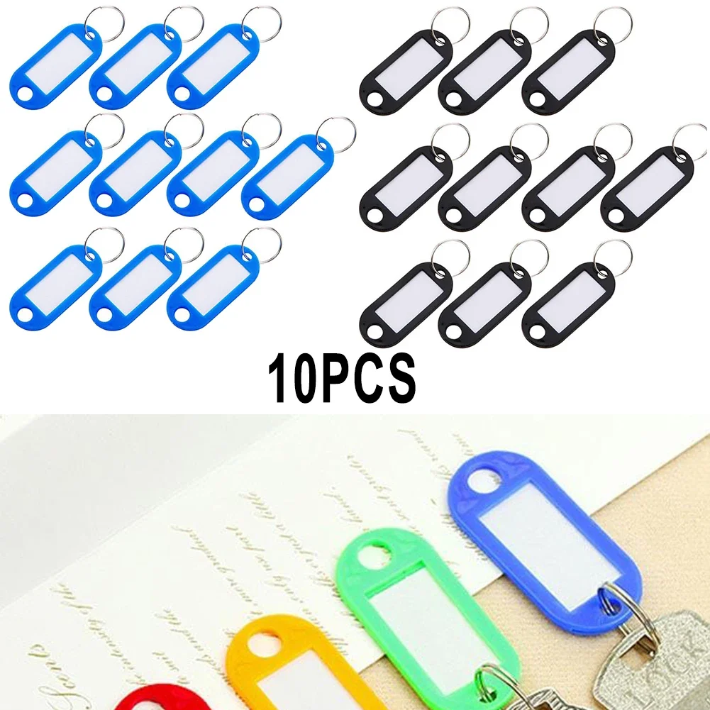 10 Pieces  Plastic Keychain Key Ring Holder ID Tags Label Name Crad Language Fob Split Ring Baggage Luggage Labels In Stock