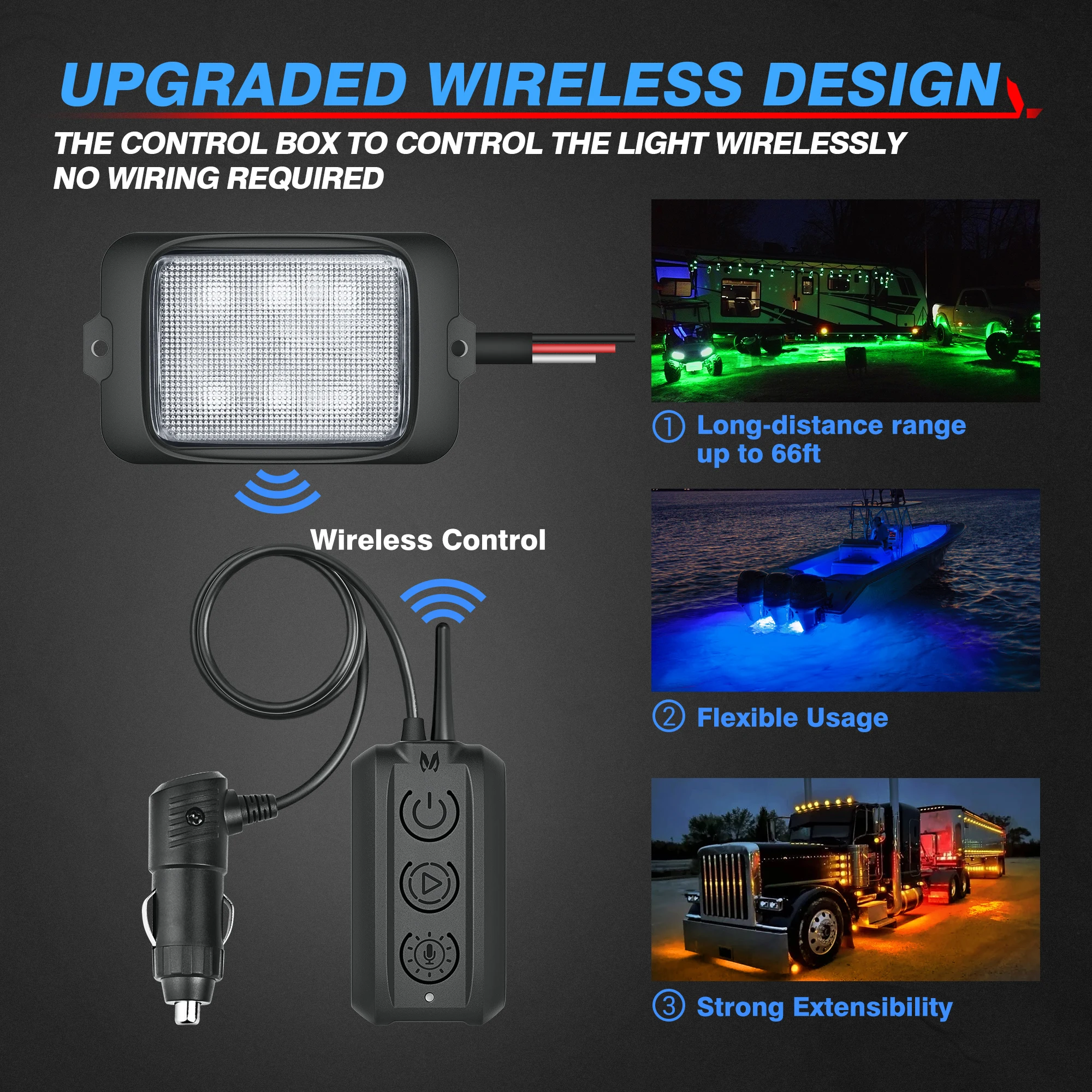 MICTUNING C3 RGBW LED Rock Lights with Bluetooth APP & Wireless Control Box,12 Pods Multi-Color Neon Underglow Lights For Car