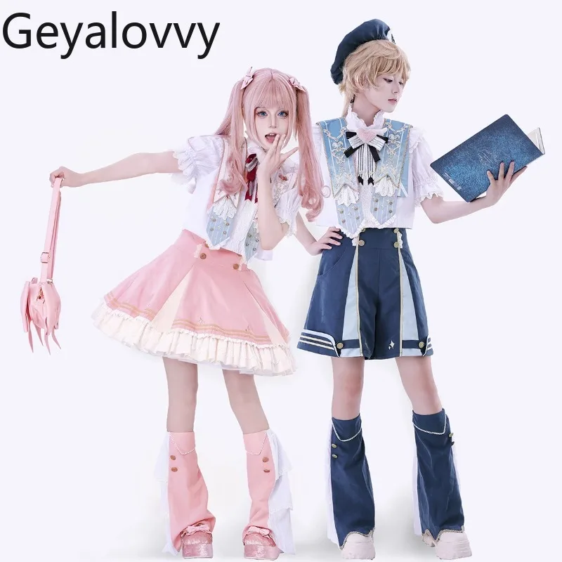 Camisa blanca de manga corta con cuello levantado de Lolita, falda corta de cintura alta, pantalones cortos, conjunto versátil para niñas dulces, Original japonés