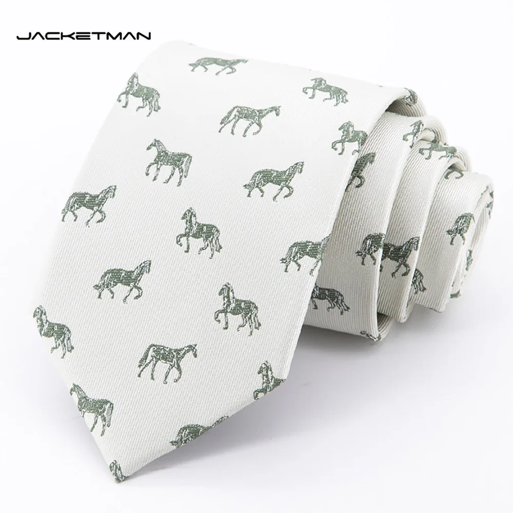 high-quality-necktie-light-green-personalized-fashion-pony-pattern-men's-business-dress-shirt-accessories-8cm-wide-version-tie