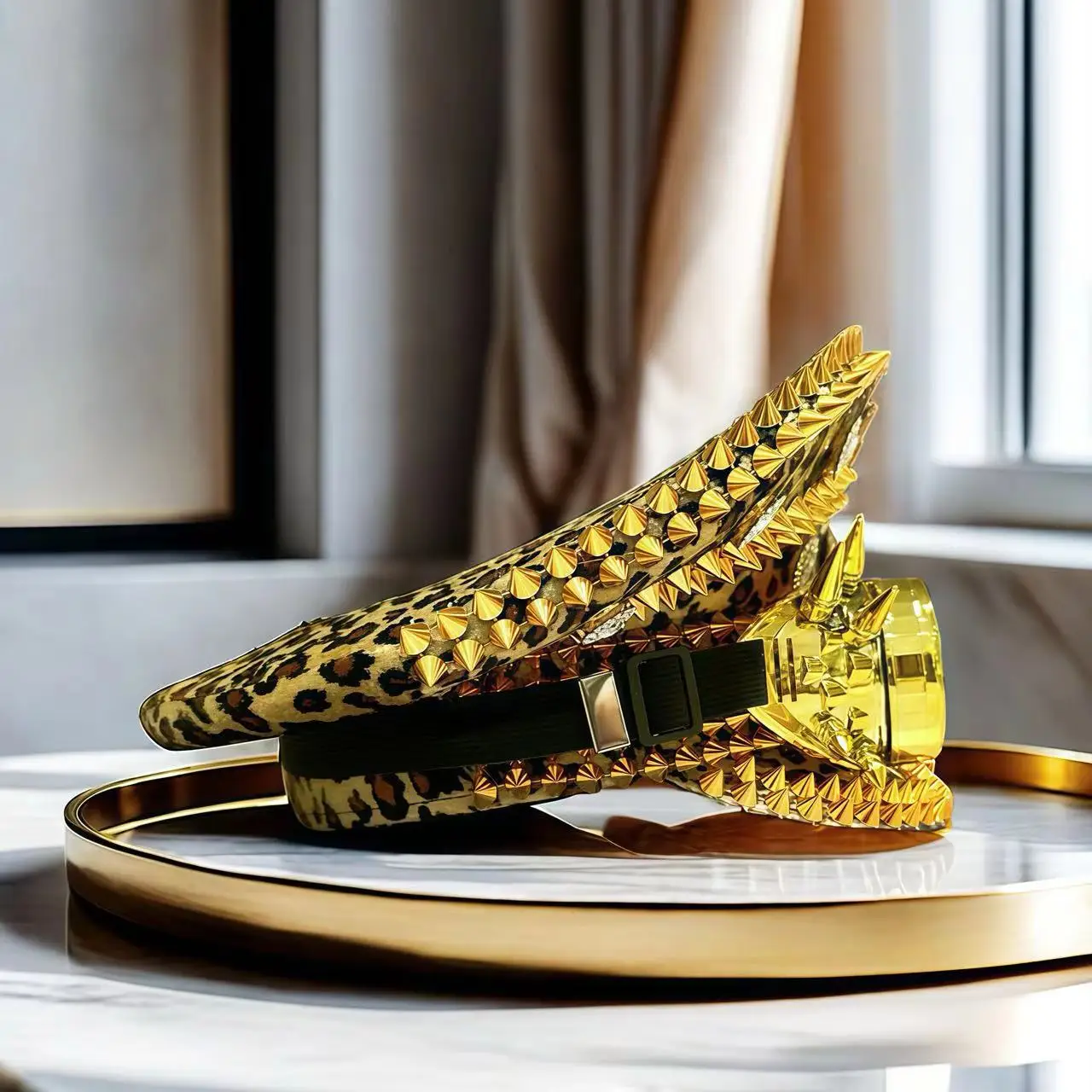 Leopard Print Steampunk Captain Hat occhiali Punk Gold Music Festival Masquerade berretto militare Costume Cosplay Accessor Unisex