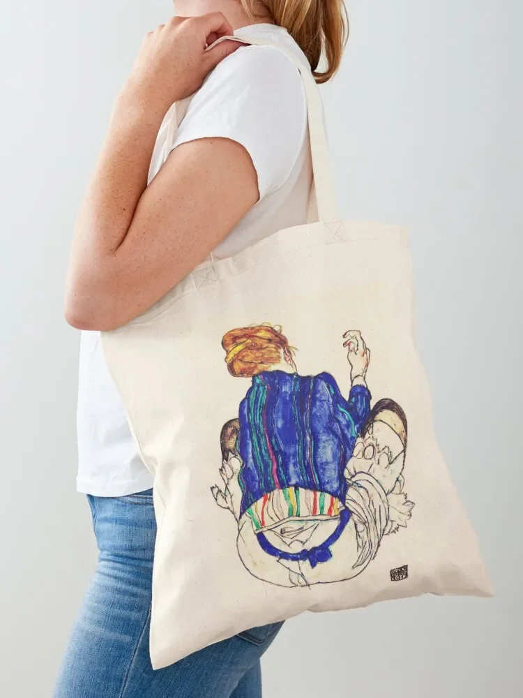 Egon Schiele Seated Woman Back View Tote Bag Canvas stote bag large size bags