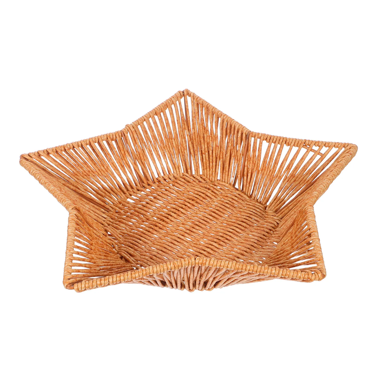 

Imitation Rattan Snack Basket Star Shape Large Capacity Woven Tray Food Serving Basket for Kitchen Fruit Candy Vegetables