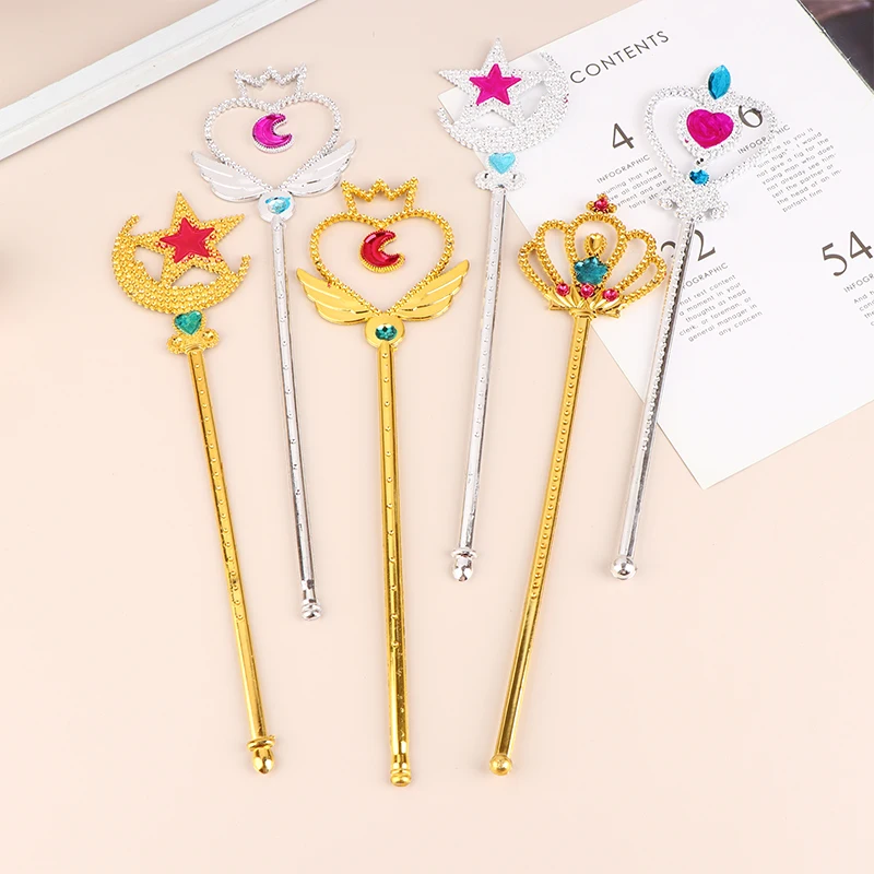 1Pc Girls Princess Crown Magic Wand Bridal Crown Crystal Diamond Fairy Wand For Kids Party Magic Wand Girls DIY Decoration