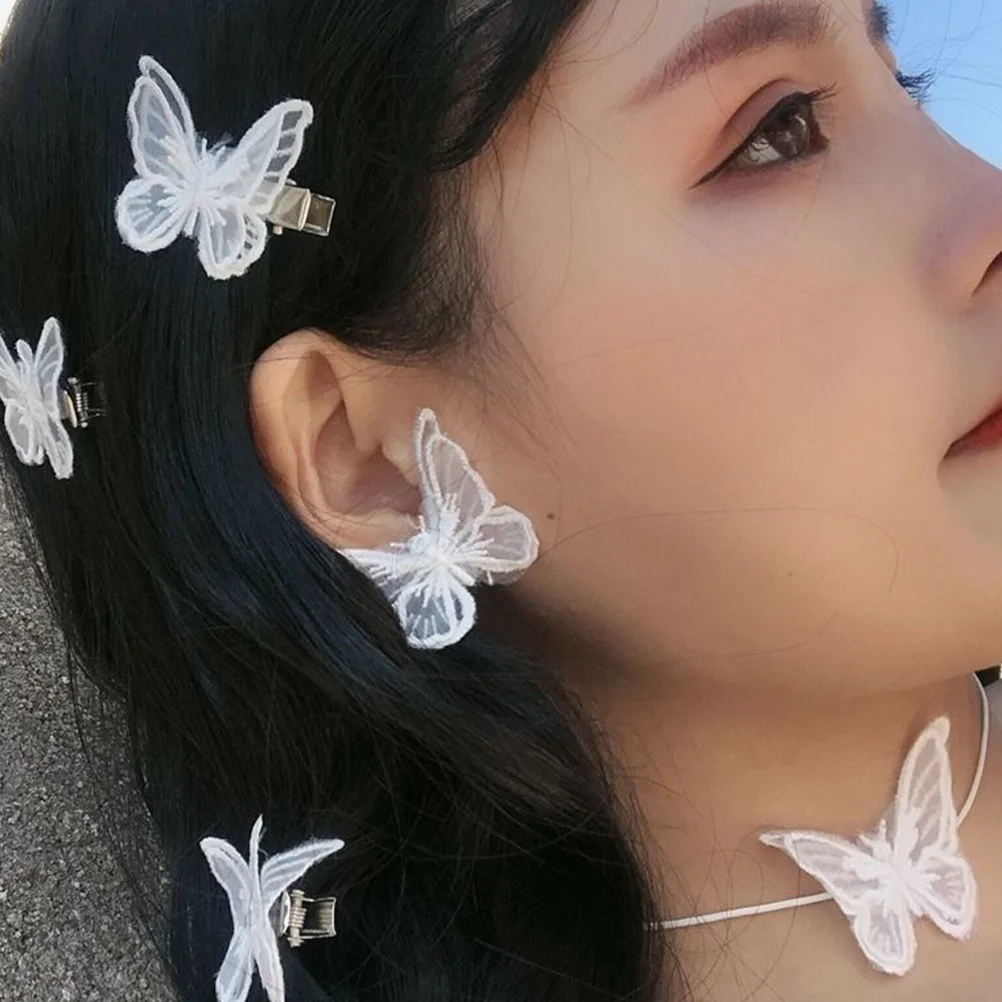 

1Pair Stylish Lace Butterfly Ear Studs Sweet Accessories Chic Earrings for Women White Ear Sweet Earrings Photo Props