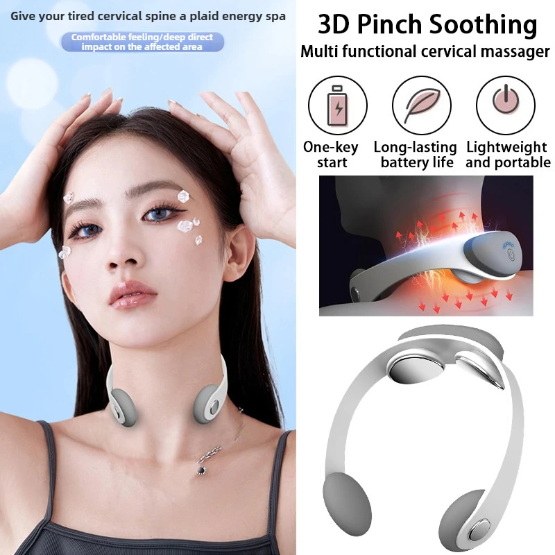 

New pulse neck massager with therapeutic function shoulder and neck protection device portable hot compress cervical massager