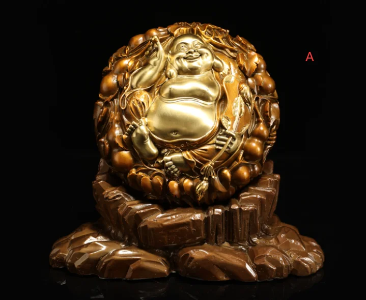 Pure Copper Creative Blessed Maitreya Craft Living Room Home Xuanguan Office Desktop Decoration