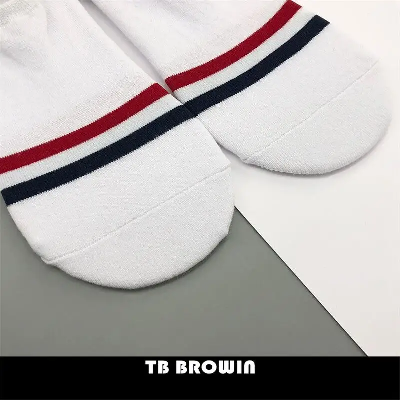 TB BROWIN THOM Men\'s Socks Korean Fashion RWB Stripes No Show Women\'s Cotton Street Fashionable Harajuku Stockings