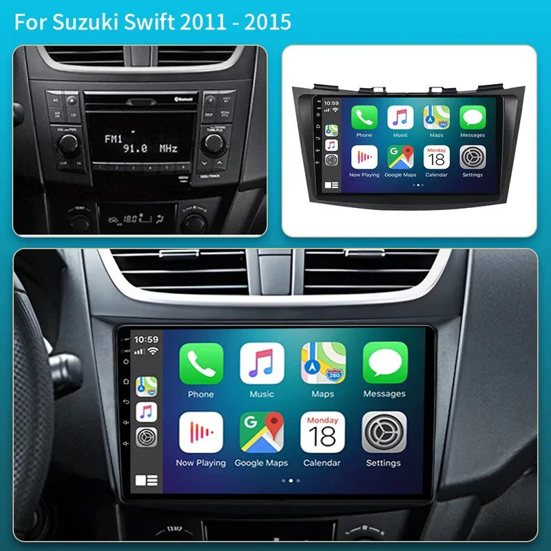 For Suzuki Swift 4 2011 - 2017 Car Radio Intelligent Android 15 Auto Multimedia Video Player Stereo CarPlay GPS Navigation 2 Din