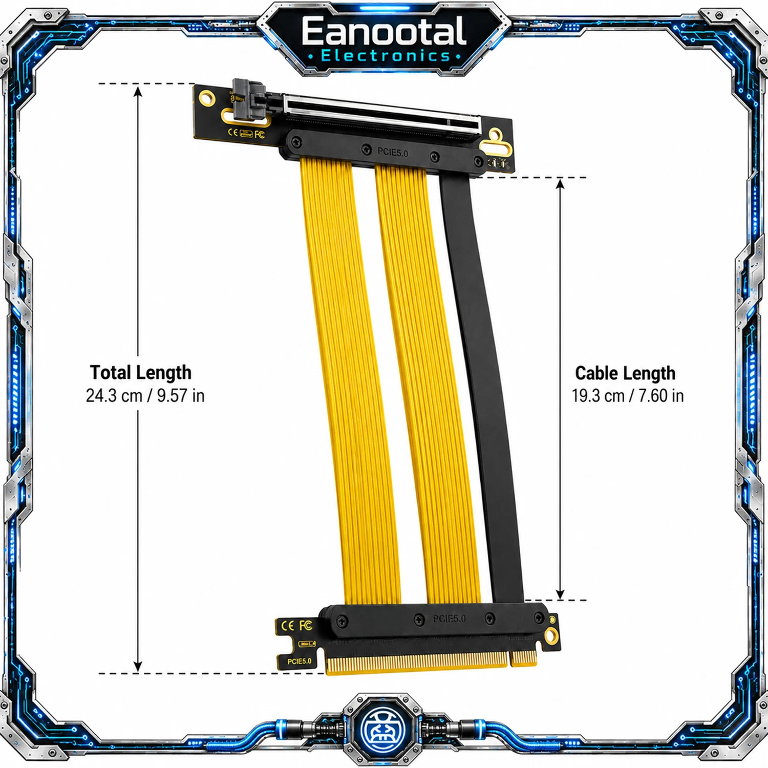 PCIe Gen5 X16 GPU Riser Cable, PCI Express 5.0 Flexible Extension Adapter for Vertical GPU Bracket PC Build