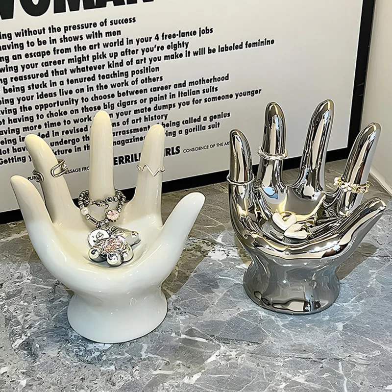 Ceramic Palm Storage Rack Jewelry Box Dressing Table Jewelry Tray Decorative Tray Earrings Ring Organizer Storage Holder Shelf