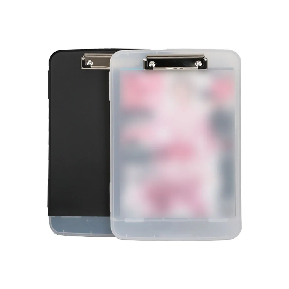 

Plastic A4 Clipboard File Clip Hardboard Paper Holder Memo Folder Pencil Container Box Transparent Lightweight Office School Use
