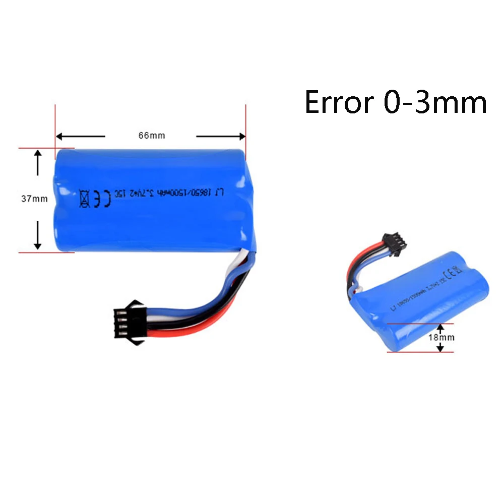 7.4V 1500mAh 15C 18650 akumulator litowo-jonowy SM-4P wtyczka dla RC HQ961 962 UD1902 1002 zabawki samochody łodzie model baterii 3.7V * 2 2S dla HQ