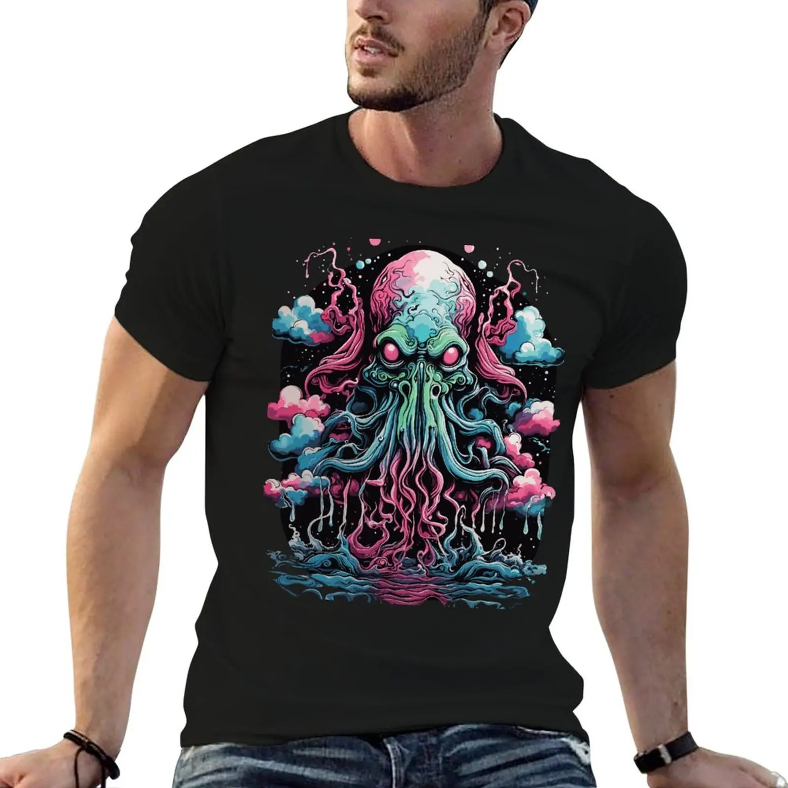 Psychedelic Trans Color Drip Cthulhu T-Shirt t shirt man luxury cotton t shirt pack T-Shirt