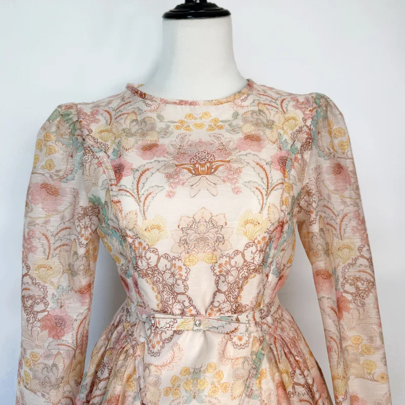 Ele encaje Patchwork estampado redondo Ne Dr lujo Faion cintura alta A-Line falda larga Sve tela de terciopelo Mujer Dr