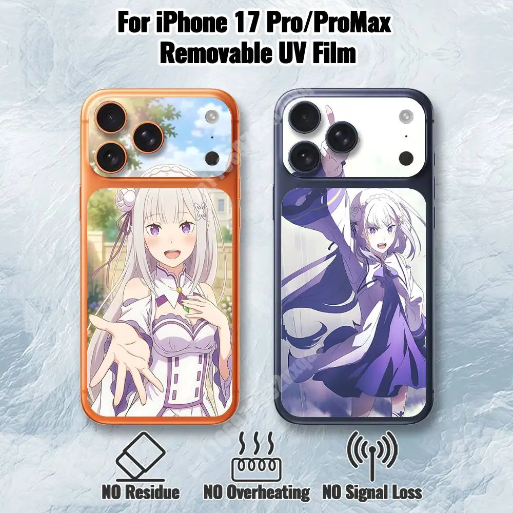 

Re Zero Emilia EMT Removable UV Film for iPhone 17 Pro 17 ProMax Protective Sticker