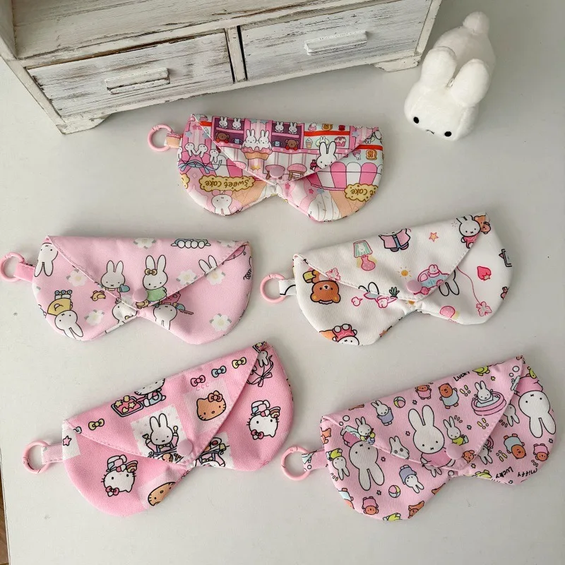 Kawaii Miffy Sunglasses Bag Portable Dustproof Scratch Resistant Heart Shaped Glasses Storage Bag Waterproof