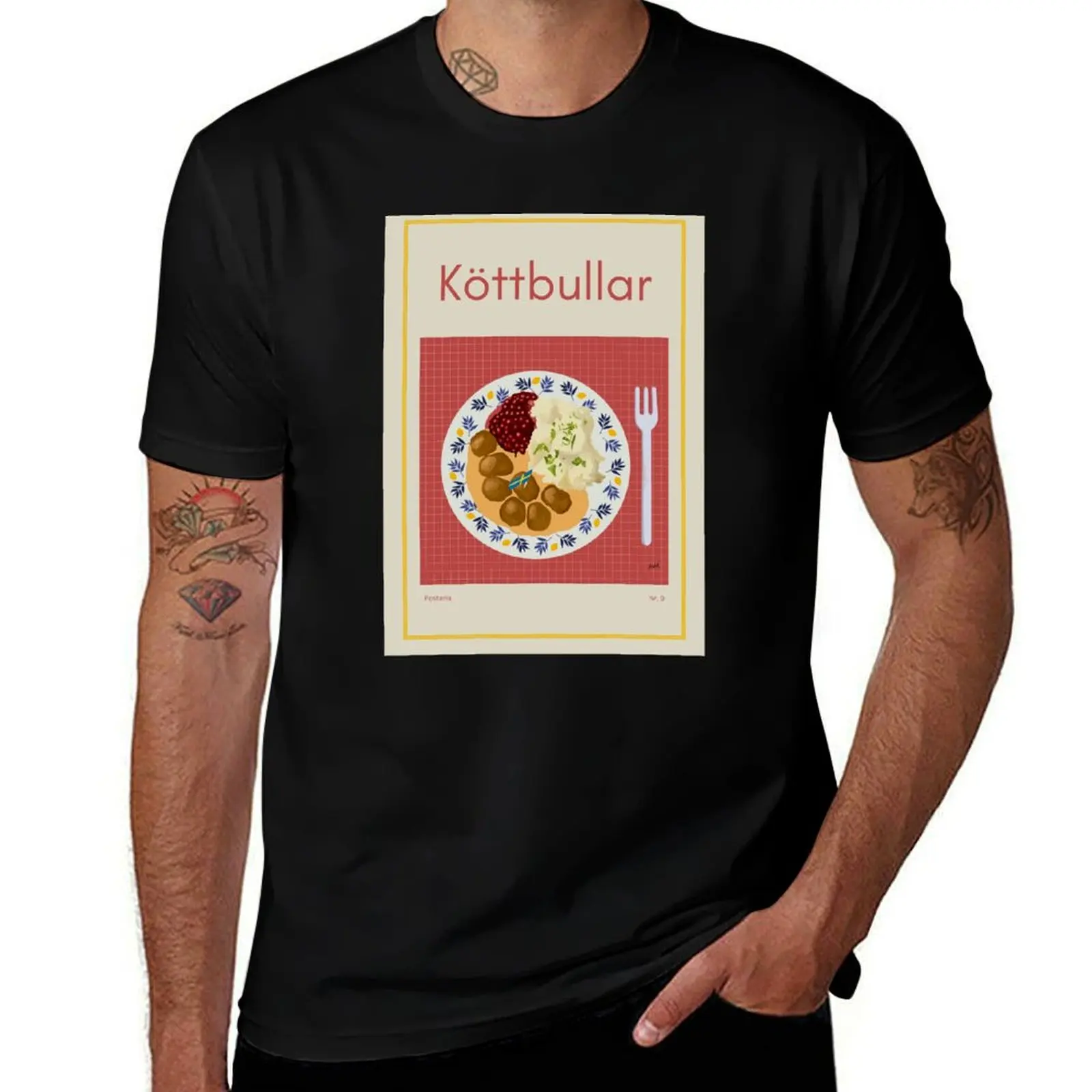 

KTTBULLAR illustration with meatballs, cream sauce, cranberries and mashed potatoes T-Shirt Durable Work Wear T-Shirt