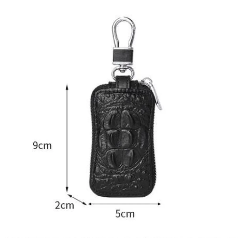 Couro Genuíno Multifuncional Chaveiro, Couro de Camada Superior, Padrão de crocodilo, Saco Chave do carro, Forma quadrada Vertical, de alta capacidade