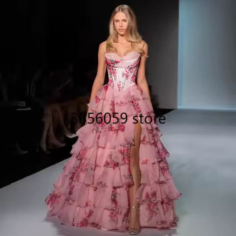 Romantic Tiered Ball Gown Corset Stunning Evening Dress Sweetheart Neckline Elegant Sleeveless Party Prom Wear Fast Shipping