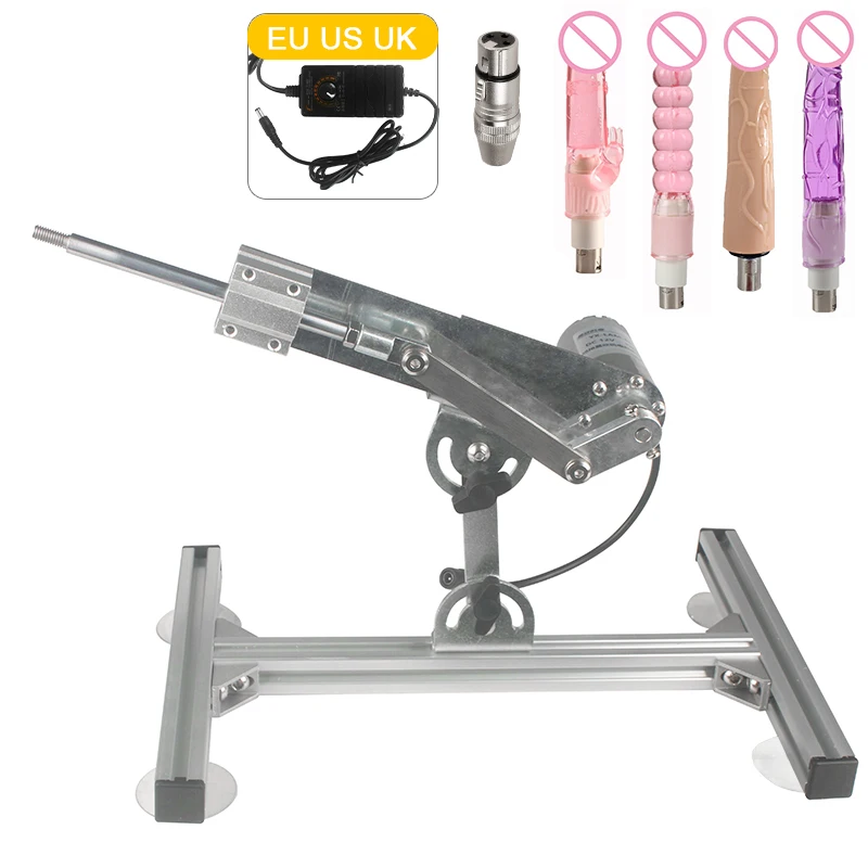 3XLR Telescopic Sex Machine 60mm Stroke with Dildo+Stand 0-330RPM Big Thrust Female 3XLR Masturbation Sexual Kits