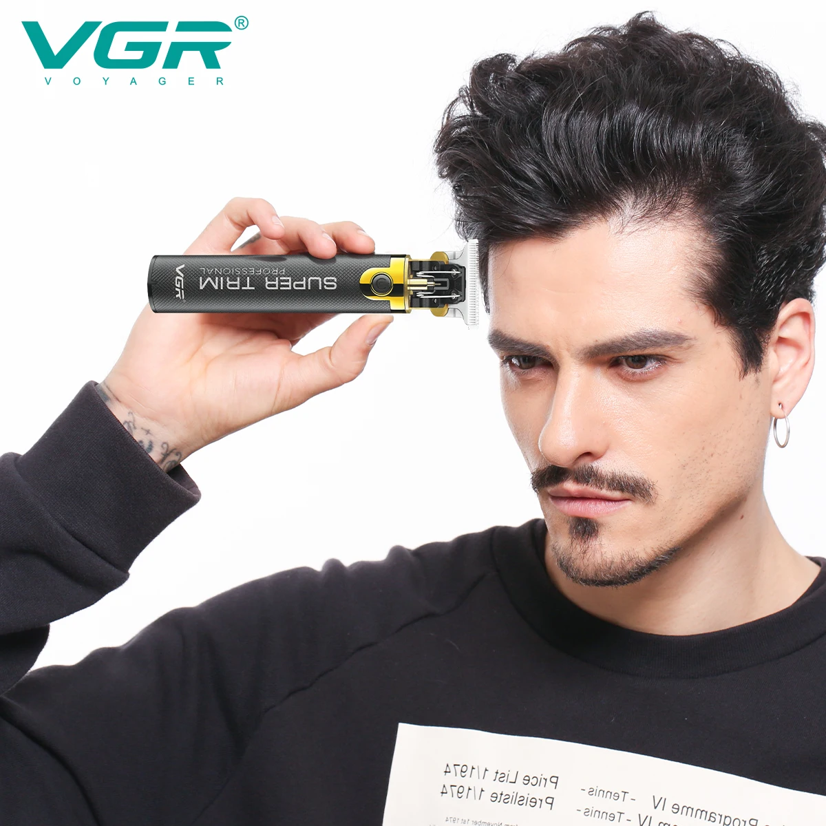 VGR Zero 0mm Blade Professional Hair Trimmer For Men Face Beard Hair Clipper Mustache Electric Hair Cutting Machine Rechargeable