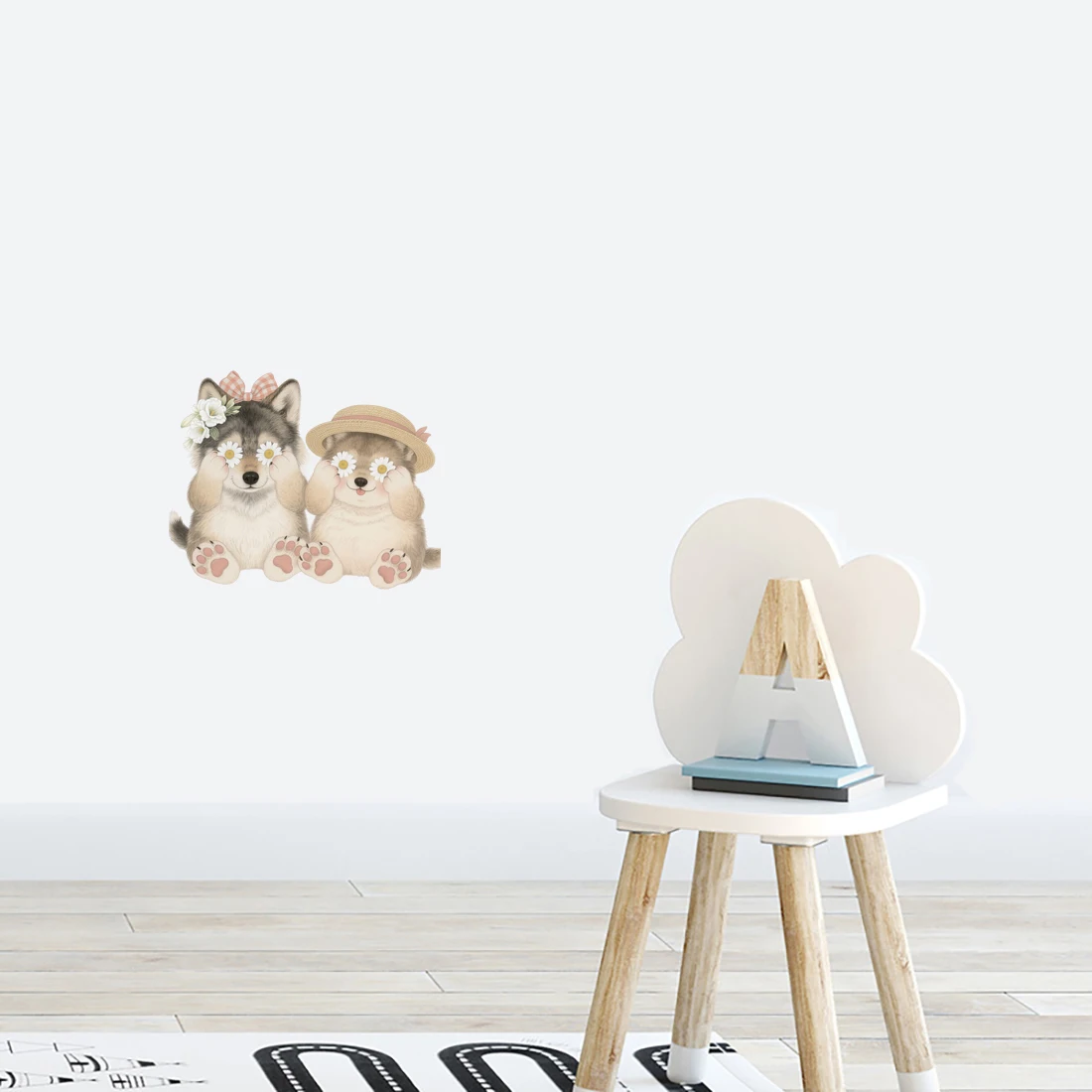 Three Ratels CEE251 Cute chubby wolf cartoon wall stickers for home decoration Personalized car decals