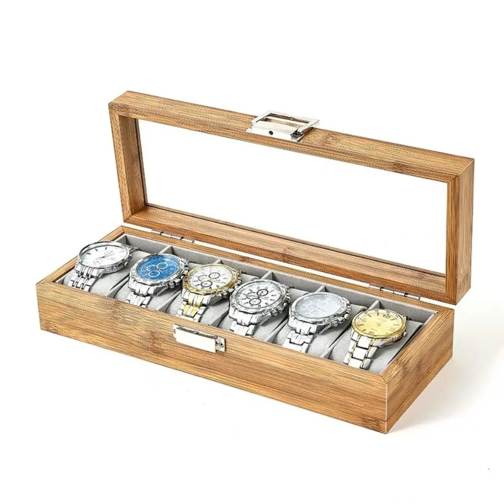 3/6 griglie Scatola portaoggetti per orologi Vetrina con coperchio trasparente Custodia per orologi Protezione ambientale Panno floccato