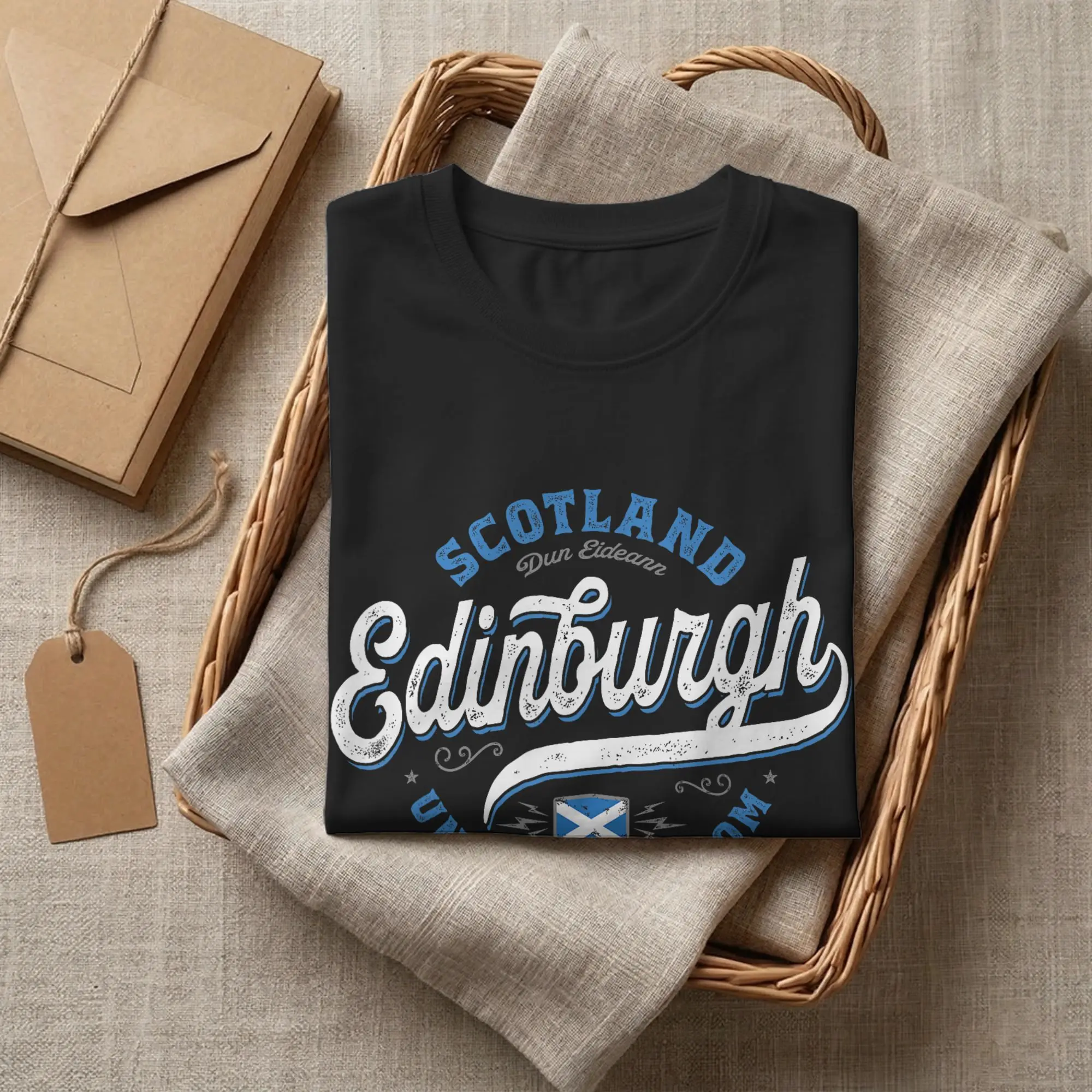 Edinburgh Scotland United Kingdom Men's T Shirts UK Flag Fashion Tees Short Sleeve Round Collar T-Shirt Cotton Graphic Clothes view 4