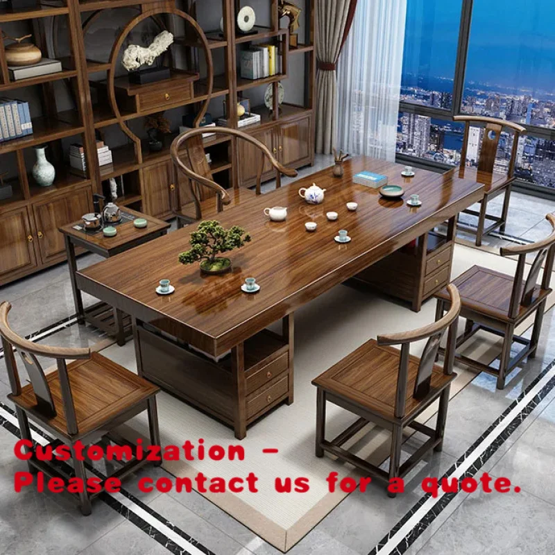 

custom.Household Kung Fu Zen Solid Wood Large Board Tea Table Chair Set Office VIP Room Coffee Tea Table Sets
