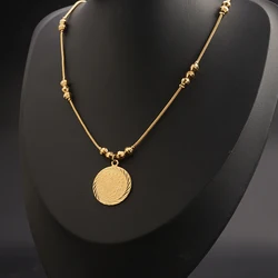 New Trendy Ancient Coin Necklace Pendant Gold Color Arabic Turkish Totem Pendants Unisex Chain Necklace Bijux Marriage