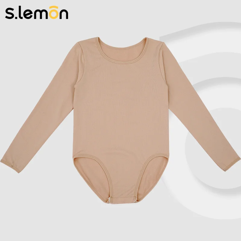 S.lemon Mädchen Nude Ballett-Trikot für Kinder, Winter, mit Fleece gefüttert, langärmelig, chinesischer Tanz