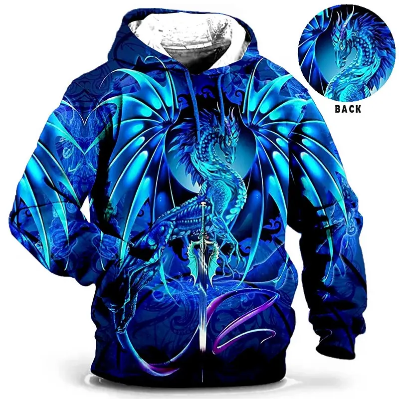 Men's Hoodie for Men Clothing 3D Printed sweatshirts outdoors Dragon Fashion Daily Autumn Long Sleeve Hoodies Male Top ﻿
