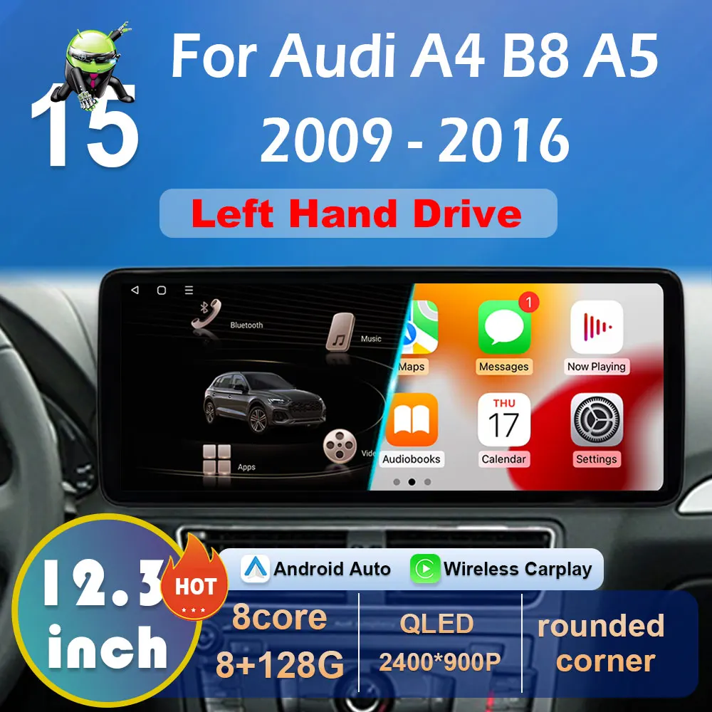 for Audi A4 B8 A5 2009 2010 2011 2012 2013 - 2016 Left Hand Drive Car Multimedia Video Player Wireless Carplay Autoradio No 2din
