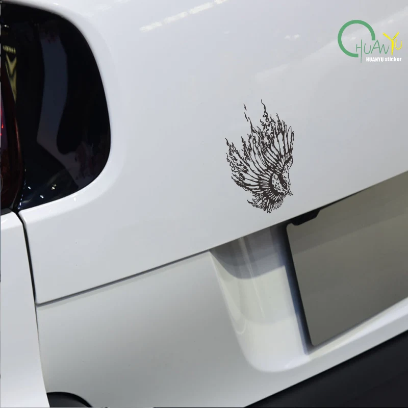 Flame sketch phoenix car sticker; personalized trendy cool car tail scratch cover waterproof body decoration sticker