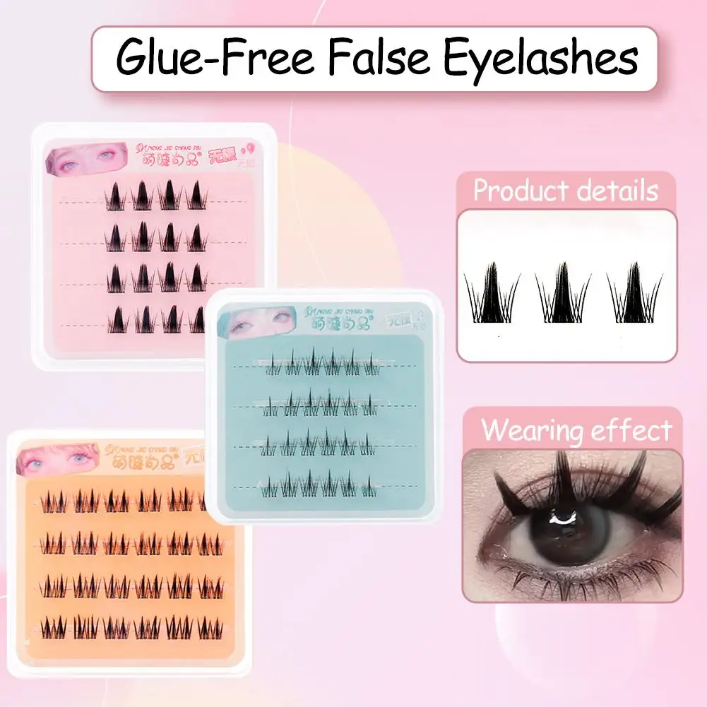 Glue Strands Lashes Natural Cross Style False Eyelashes Noglue Single-cluster Eyelashes Large Stem Eyelashes Volume Transpa Z7E6