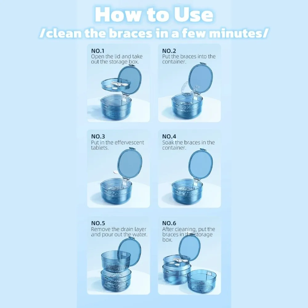 شفافة تمرغ تنظيف غير مرئية الأقواس صندوق سعة كبيرة حامل الأسنان كاذبة صندوق الأقواس الأسنان متعدد الطبقات مقاوم للماء #4