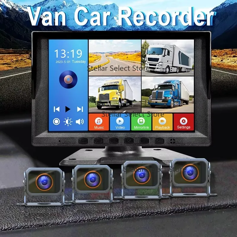 8 Inch 4CH MP5 Player Car DVR Recorder IPS  1080P Waterproof Backup Camera Kit for Truck Trailer Bus RV