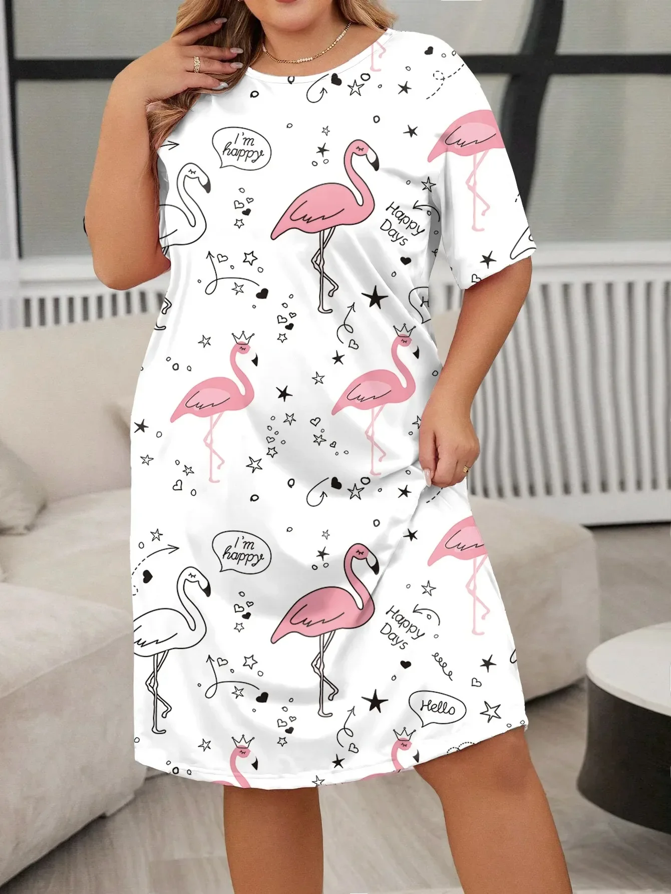 Vestido informal de talla grande con estampado de leopardo para mujer, vestidos de manga corta hasta la rodilla para verano y primavera, vestidos holgados elegantes a la moda para mujer 4XL 5XL