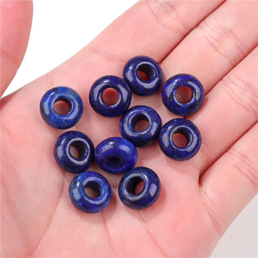 Wholesale Natural Stone Big Hole Beads Smooth Round Abacus Shape Large Hole Pendant Bead for Jewelry Making DIY Accessories