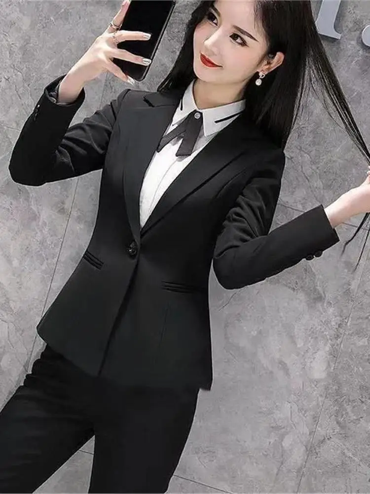 

Slim Fit ort Sve Workwear Ele Busin Suit Versatile Lightweight Women's Faion Office orm Chinese Brand