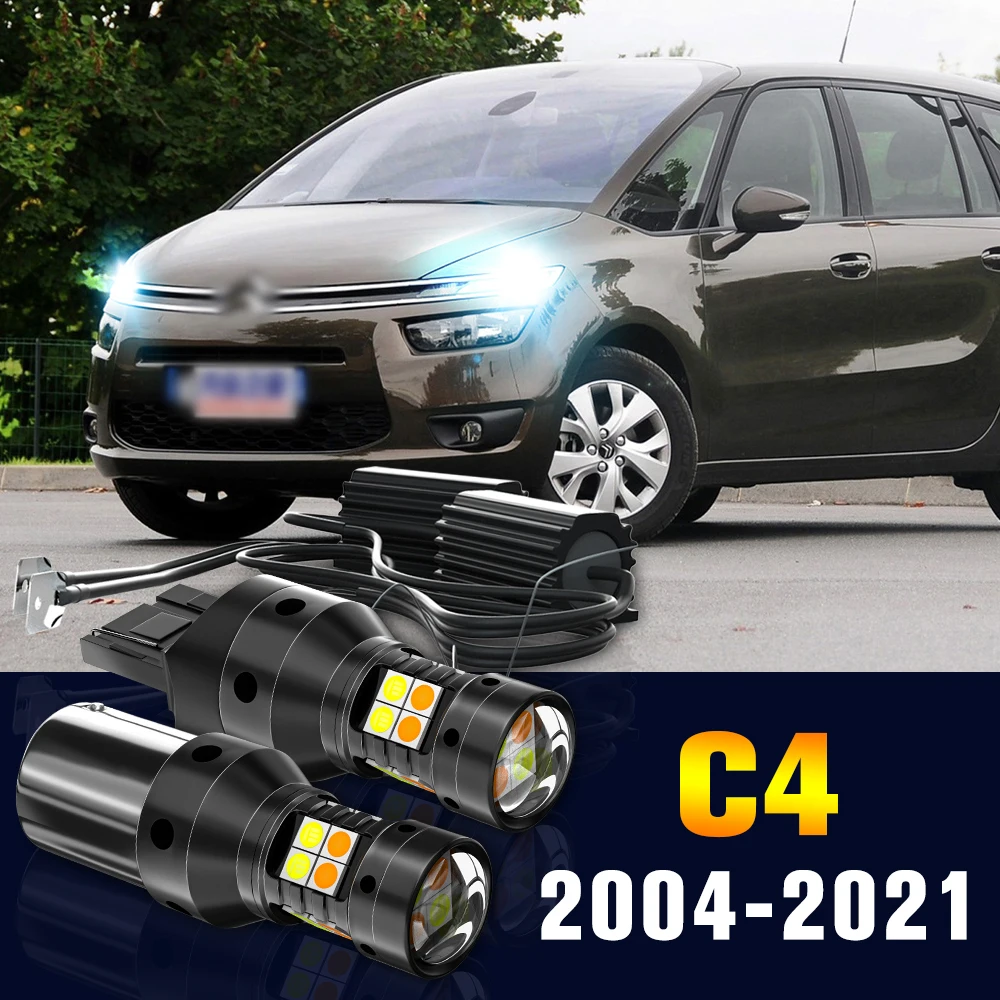 

2pcs LED Dual Mode Turn Signal+Daytime Running Light DRL Lamp For Citroen C4 Coupe 2004-2021 2011 2012 2013 2014 Accessories