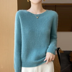 Spring Autumn New Cashmere Sweater Women's Clothing 100% Merino Wool Tops Round Neck Knitted Pullover Basic Style Versatile