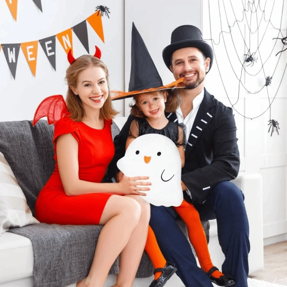 Super Soft Halloween Black Cat Pillow Cartoon Skin-friendly Ghost Shaped Throw Pillow PP Cotton Filing Novelty Pumpkin Cushion
