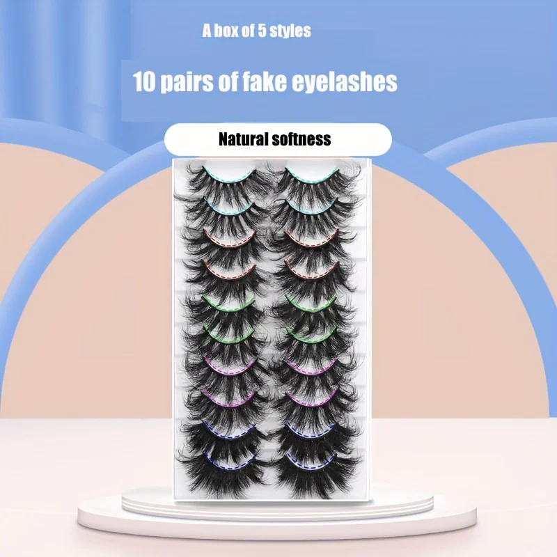 10 Paar flauschige und dicke Nerz-ähnliche Wimpern, wiederverwendbare künstliche Wimpern mit Katzenaugen-Make-up