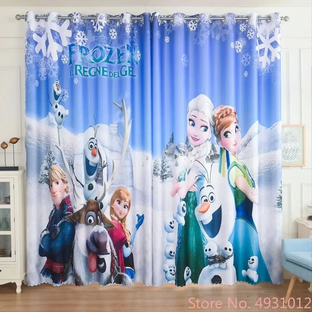 Disney Princess Frozen Elsa Cetakan Pemadaman Tirai Ruang Tamu Kamar Tidur Kamar Anak-anak Bay Jendela Kain Tirai Dekorasi