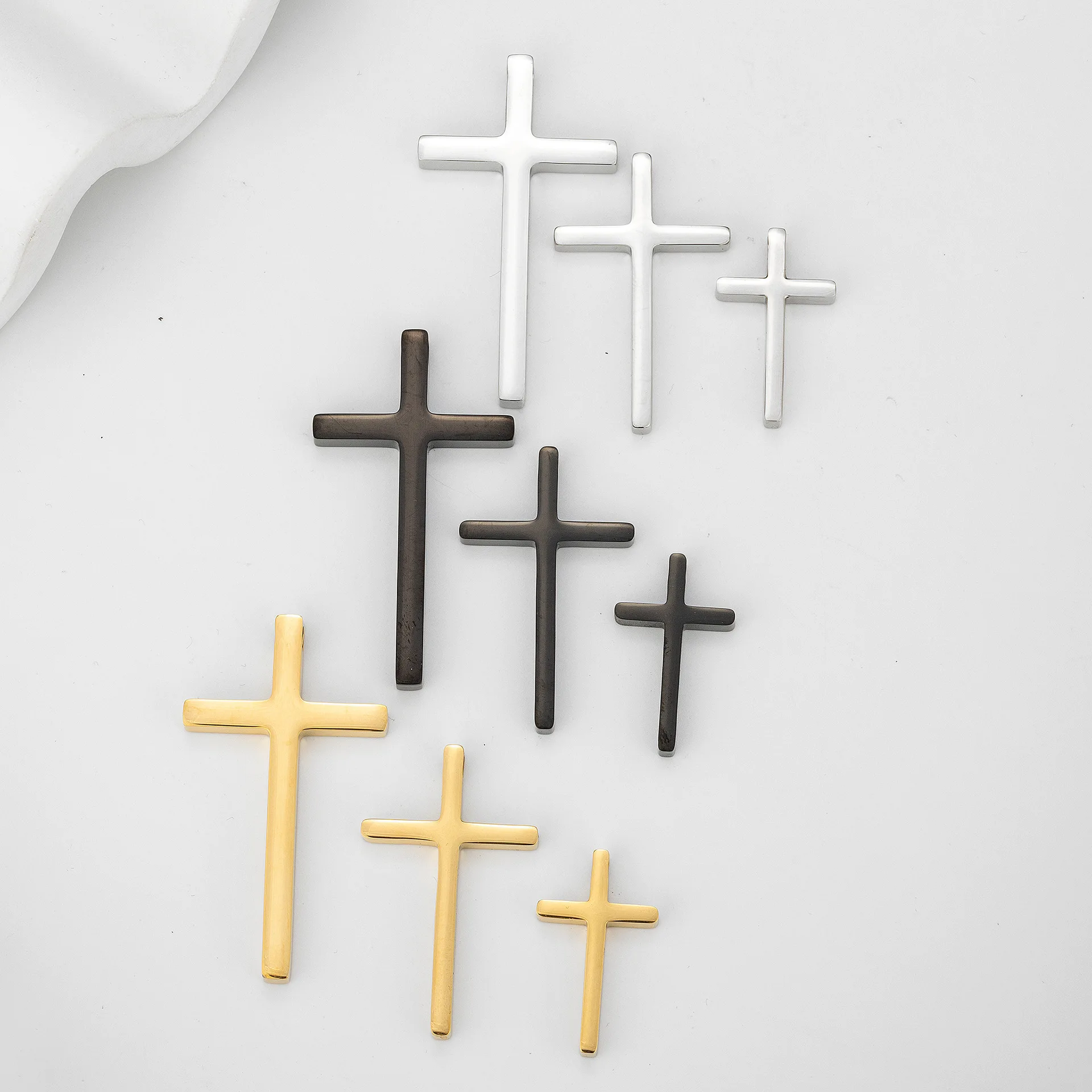 Stainless Steel Mirror Polished Jesus Christ Cross Charms Pendant for DIY Jewelry Making