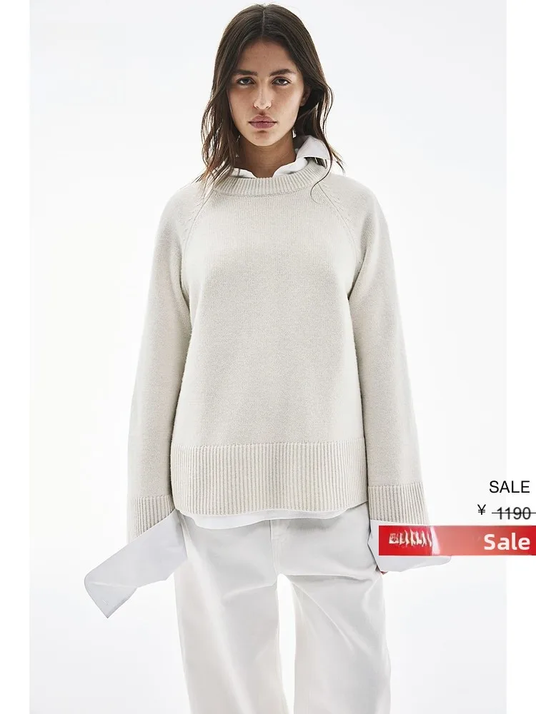 

H&M 2025 Autumn New Women's Camere Blend Knitted Sweater Casual Loose Fit Long Sve Soft Comfortable Wool Blend Coat